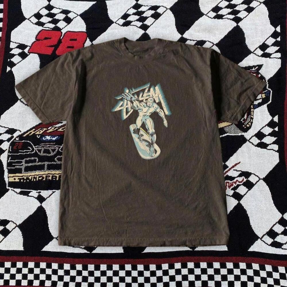 Brown StSsy Surfing T-Shirt With A Classic  Vibe